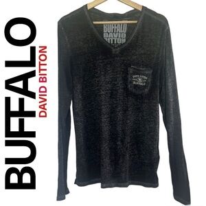 Buffalo David Bitton Black/Gray Regular Fit Long Sleeve T-Shirt Size S